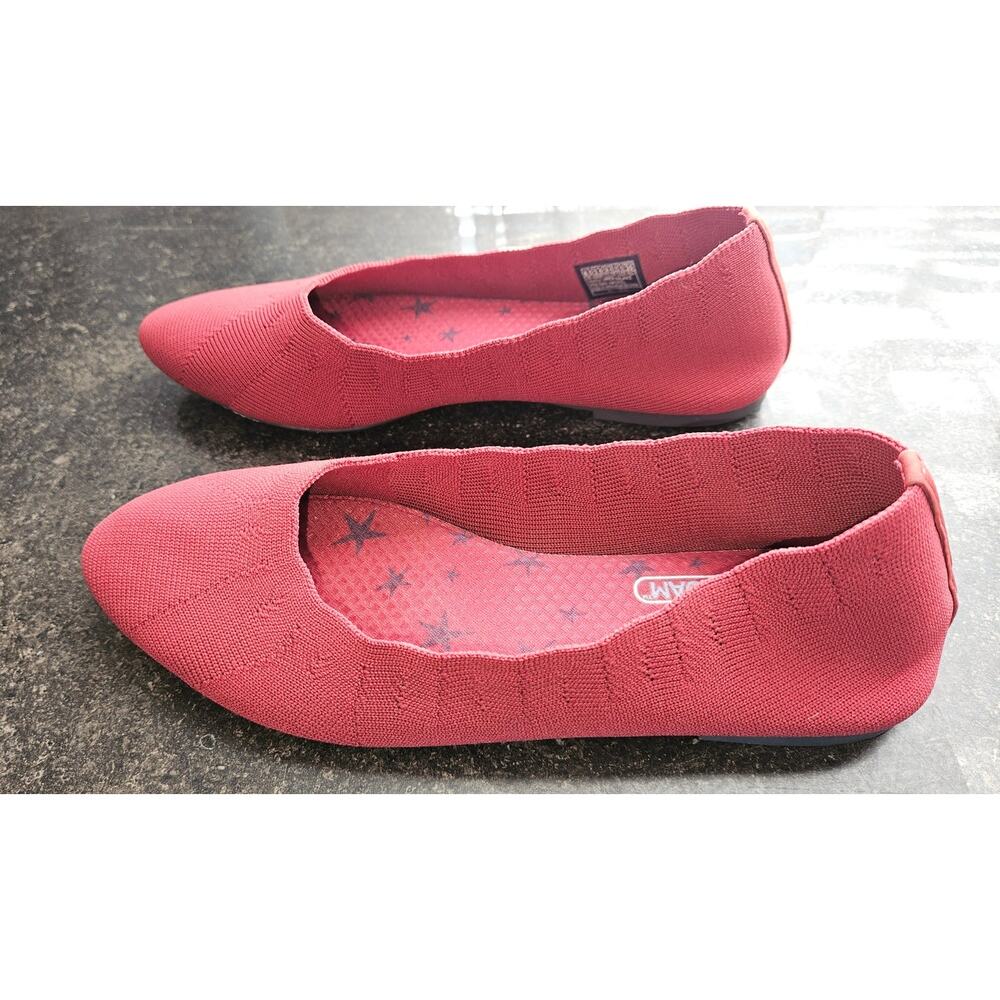 Women's Sketchers Cleo Bewitch Ballet Flat Air Cooled, Memory Foam, Red, Sz 6.5 - Picture 4 of 7